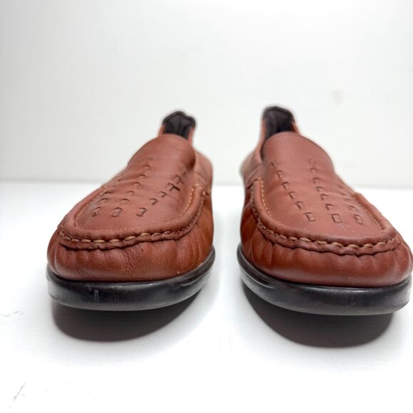 SAS Weave Wedge Comfort Non Slip Leather Moccasin Loafers Womens 9.5 M Brown - Picture 2 of 9